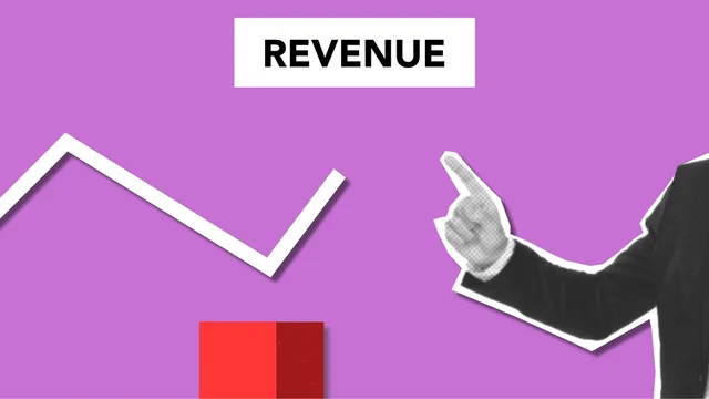 Illustration representing businessman with index finger up showing increase of incomes on graph on purple background. Nøgletal til opfølgning på salgskanaler i SMV'er